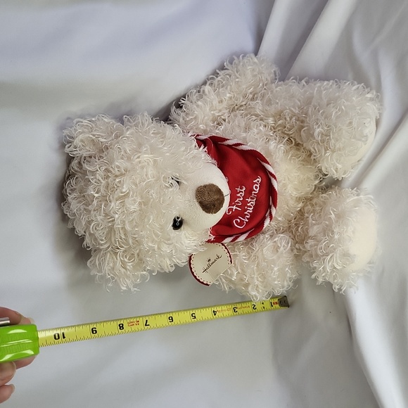 Babys first Christmas Bear Textured Fur Hallmark with Hang Tag New Old Stock - Picture 7 of 10
